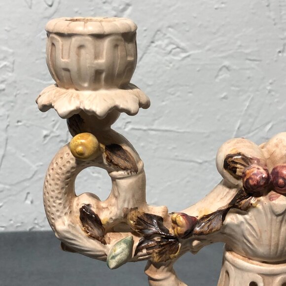 VTG Lenwile Ardalt Art Ware Japan numbered duo candlestick Passion Flower Fruit - Picture 7 of 12